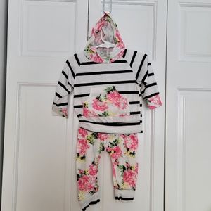 Stripes and floral kids hoodie set